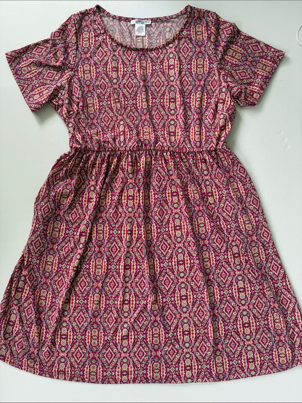 Honey and Lace Geometric Short-Sleeve Dress with Pickets 2X